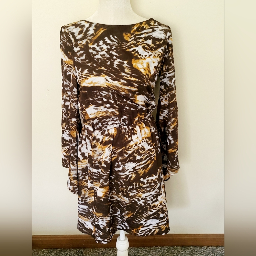 W118 by Walter Baker Women's Jessi Animal Print Dress Size Small India Brown - Picture 3 of 13